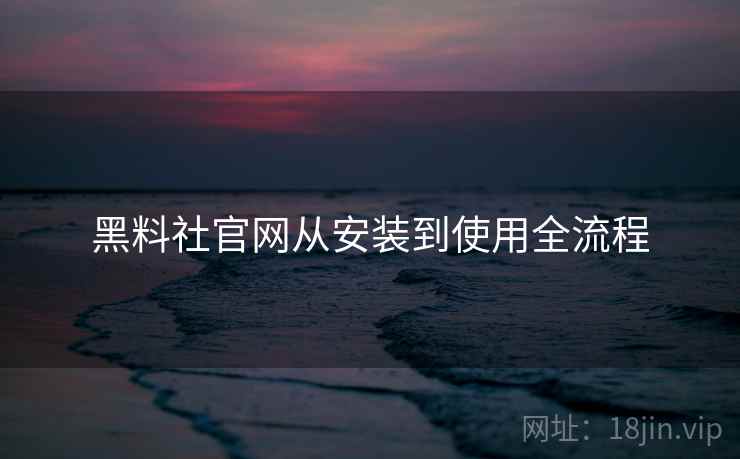 黑料社官网从安装到使用全流程